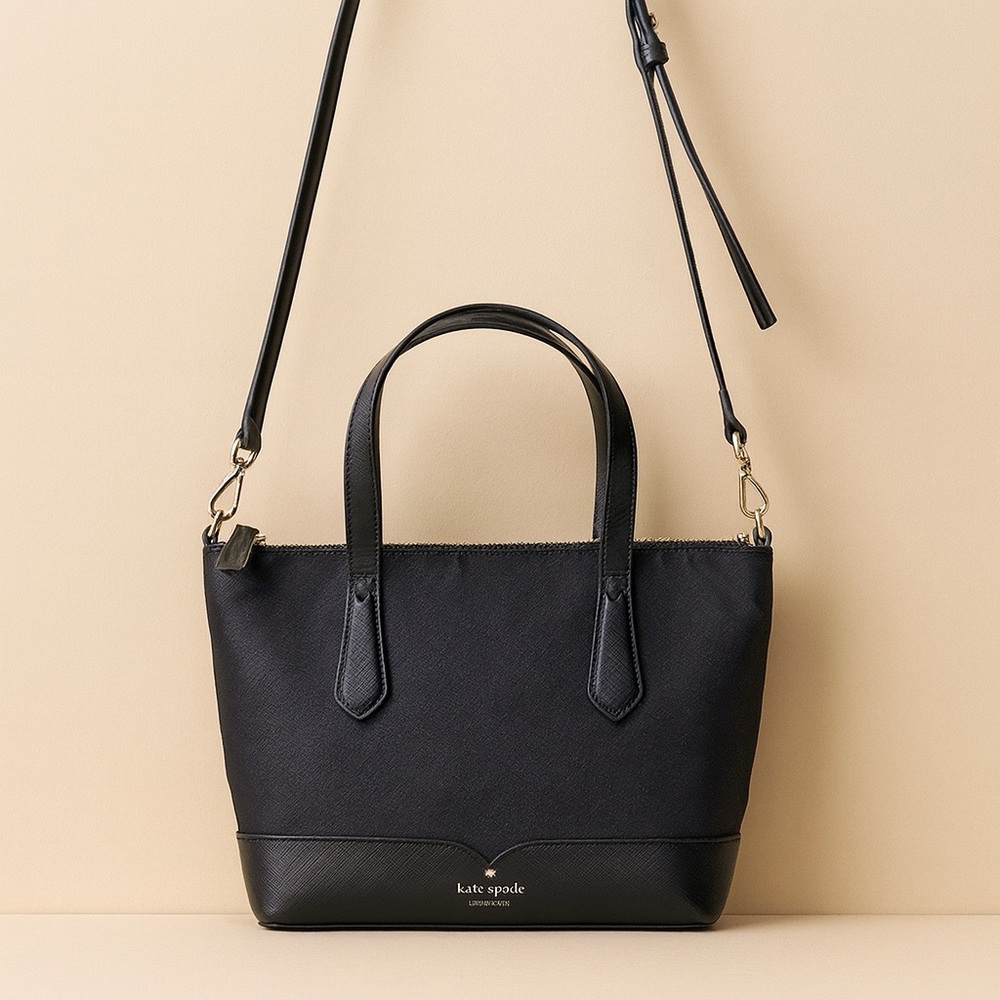 Kate Spade New York Lola Glitter Small Black Satchel Crossbody Bag